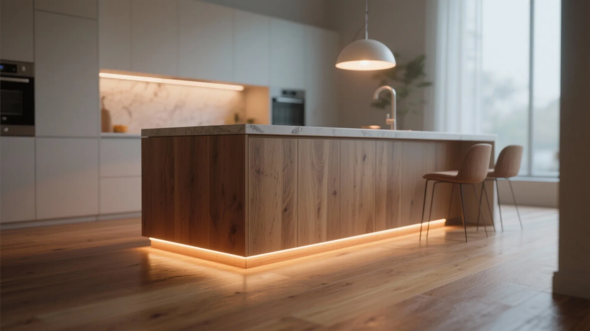 4. Use lighting to enhance wood grain and cabinet color