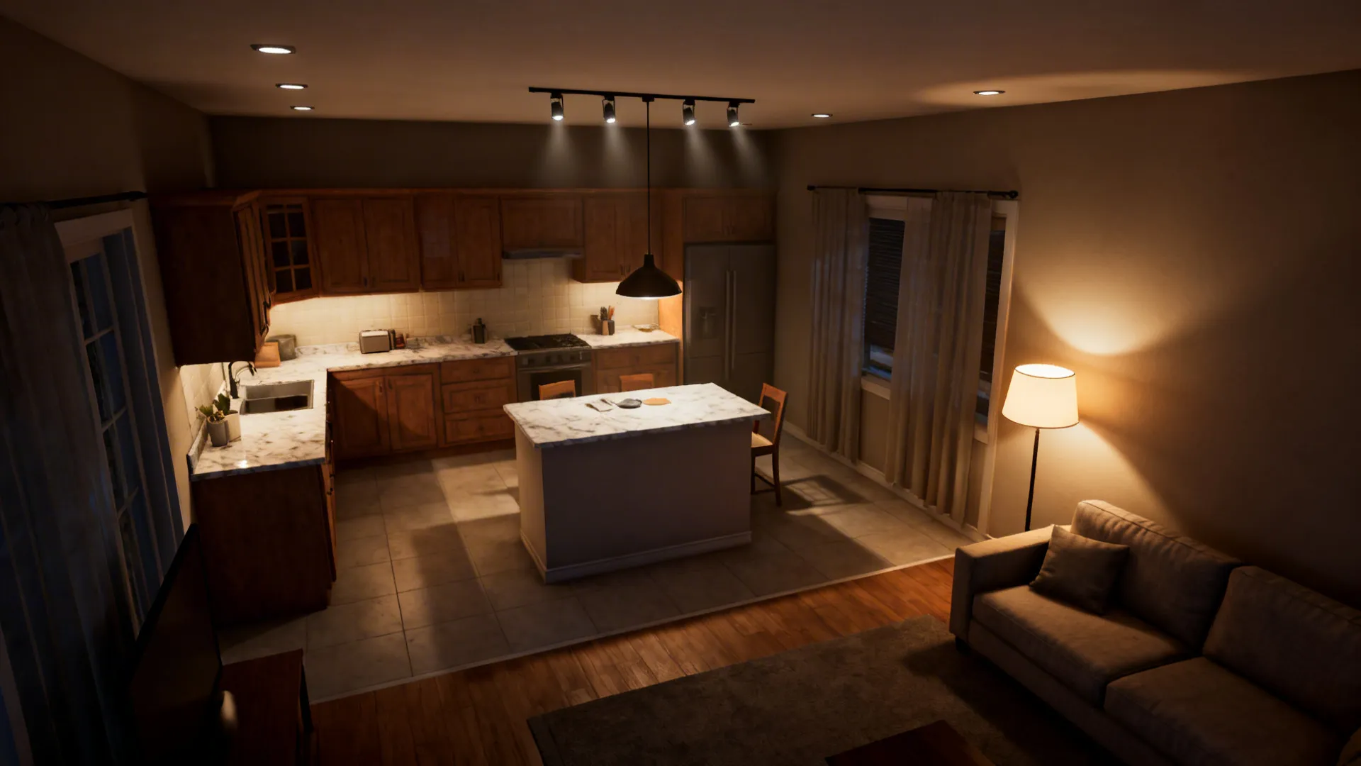 5. Smart lighting layers for zoned ambiance