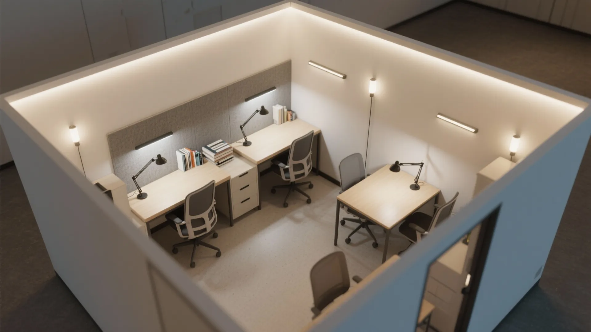 Adaptive lighting layers for deep work and group tasks