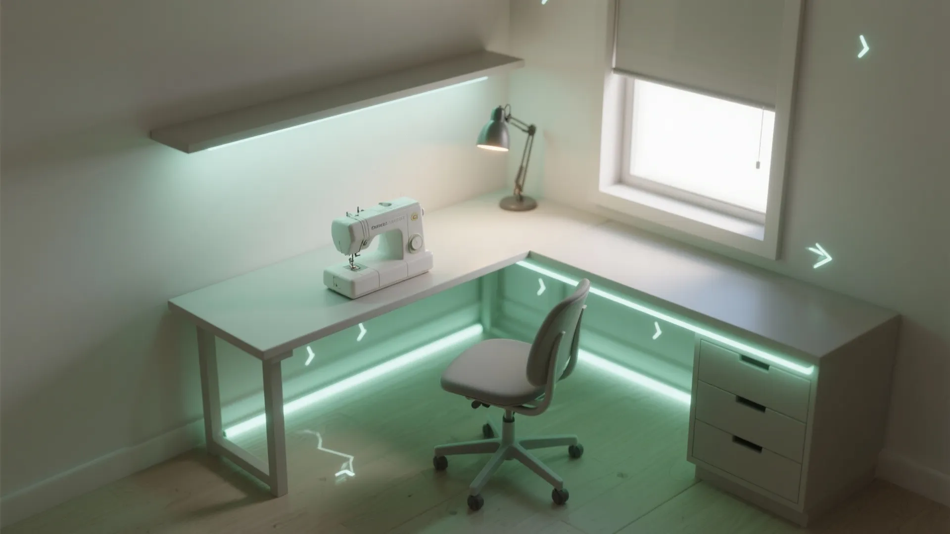 Task lighting layered with daylight