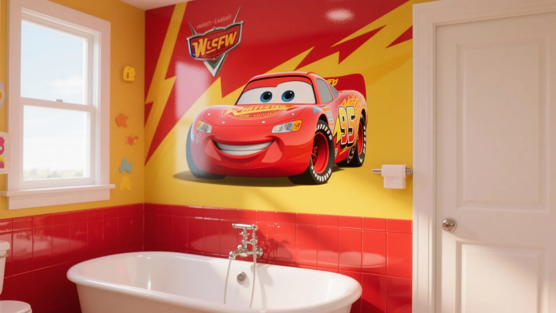 1. Lightning McQueen Wall Murals