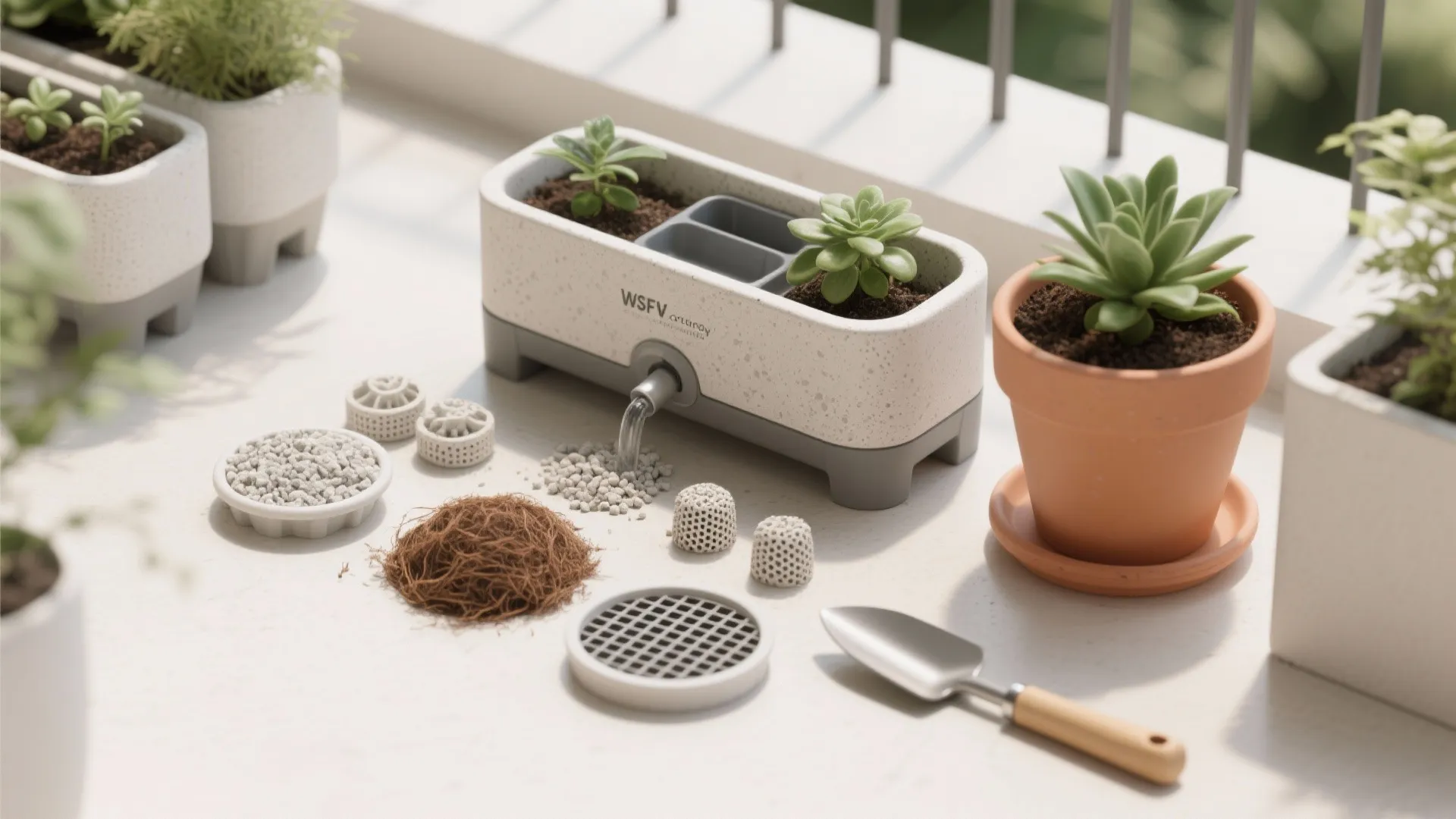 Lightweight, self-watering containers