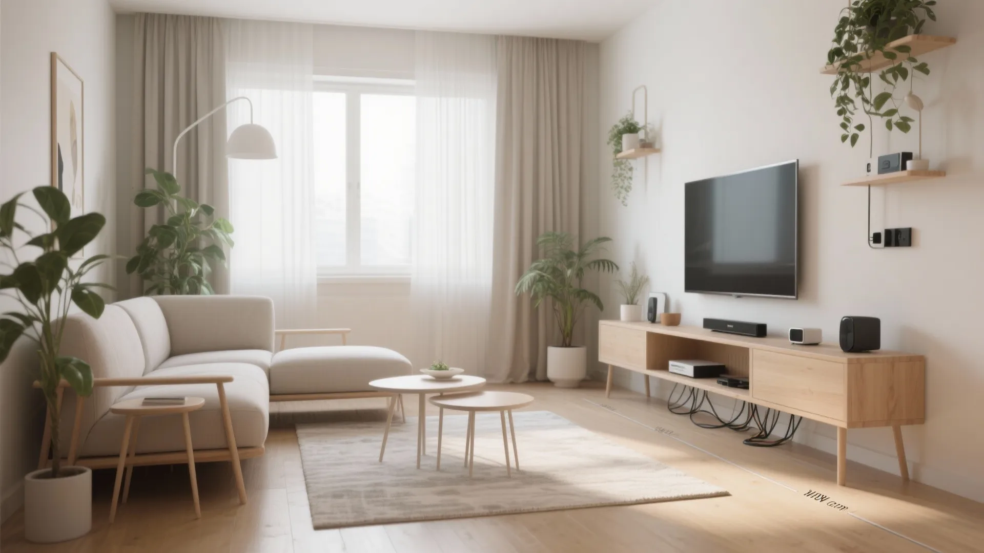 Lightweight Furniture: Leggy Sofa, Nesting Tables, and a Slim Media Shelf