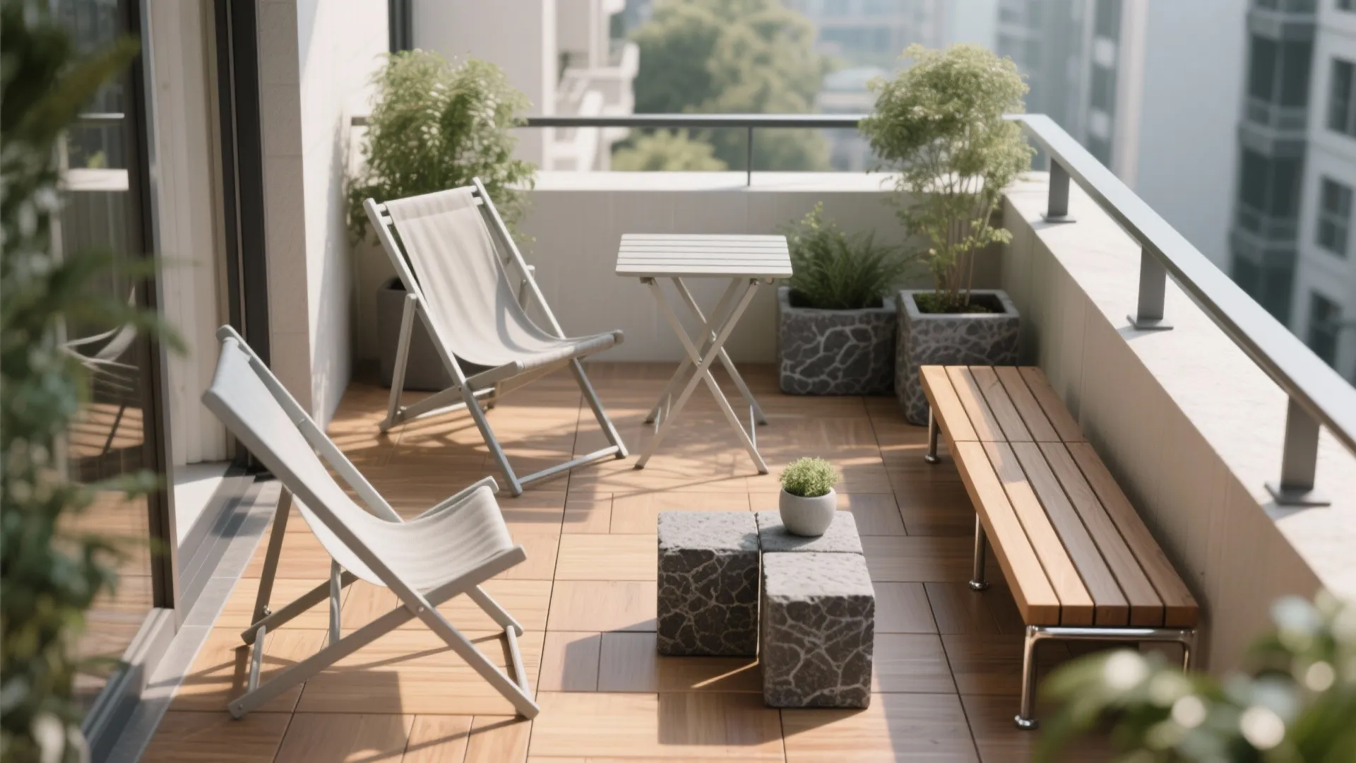 Lightweight comfort: furniture, planters, and surfaces that don’t overburden