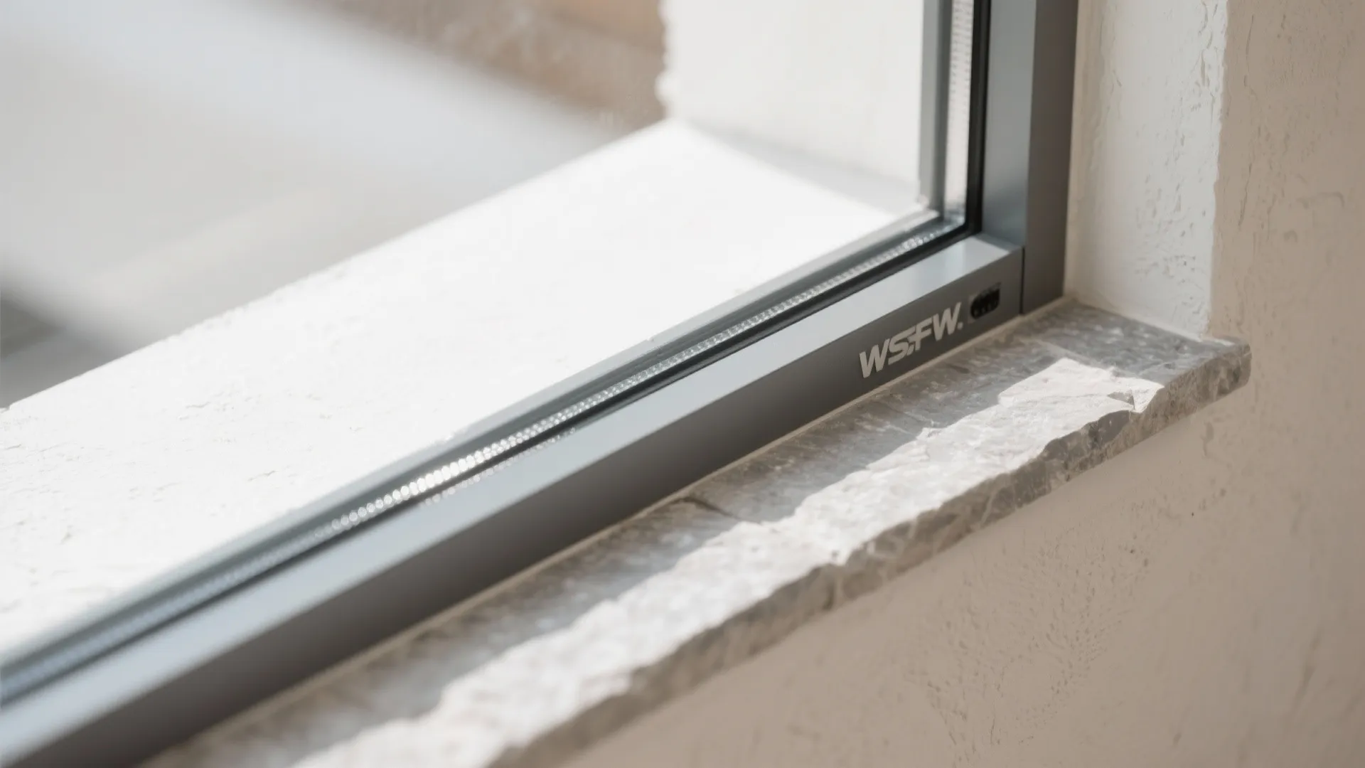 Close-up of light well edge with metal frame, drip edge, and flashing reflecting daylight.