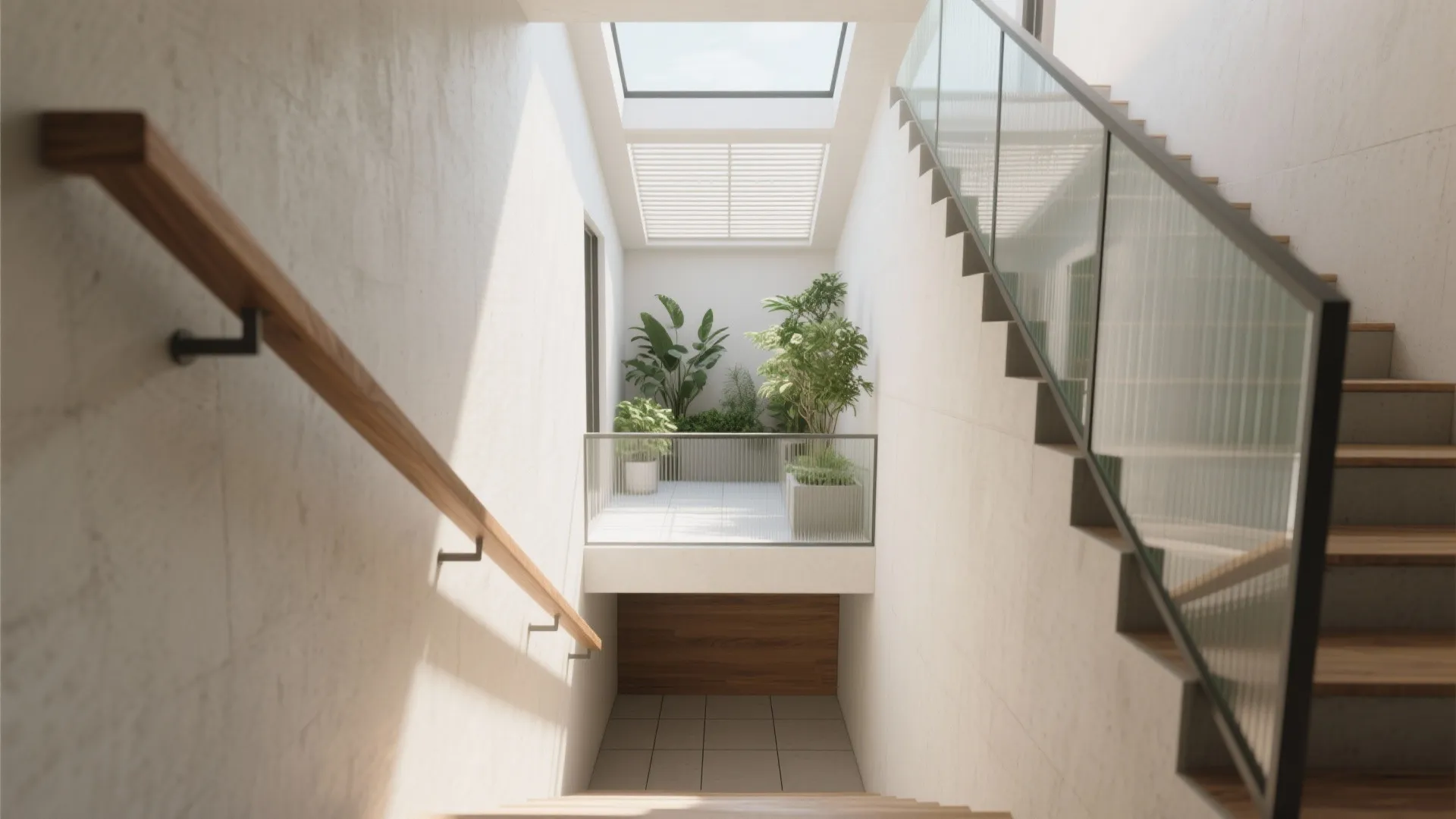 Mid-Level Lightwell Stair with Balcony Landing
