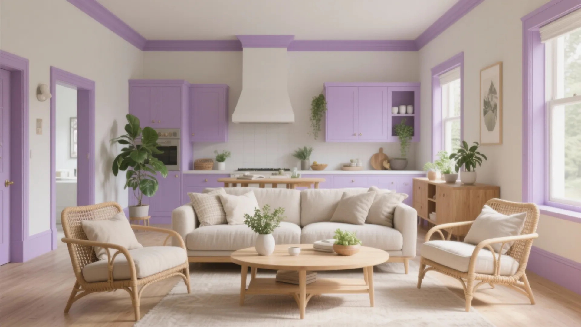 5. Lilac and Natural Materials: Fresh and Inviting