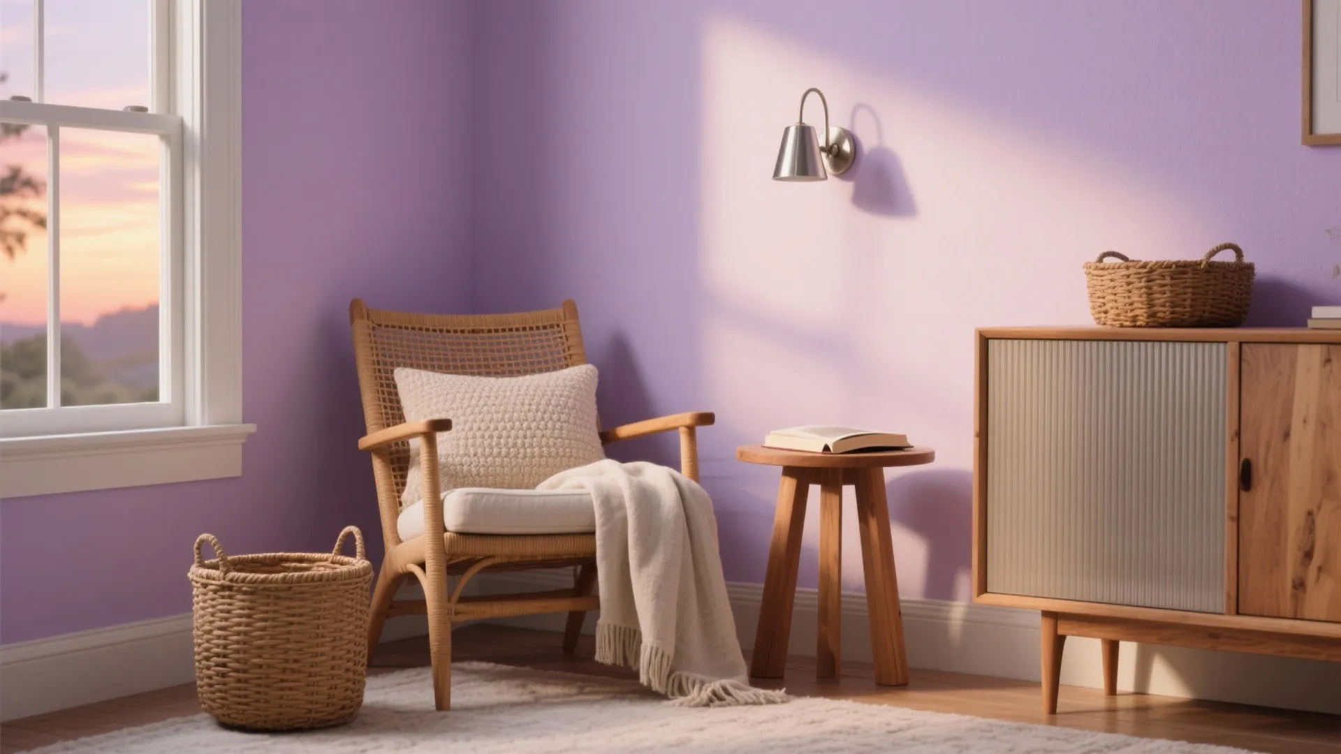 Lavender + Warm Wood Accents for Cozy Balance