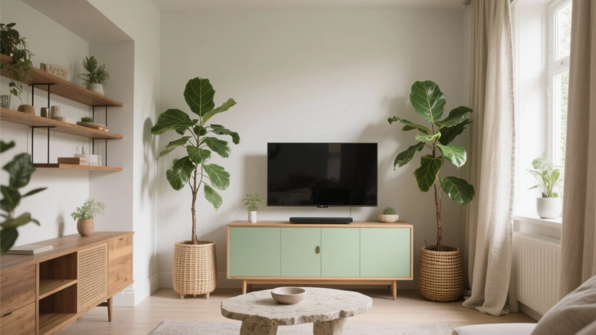 Biophilic Lime: Plants, Natural Materials, and Quiet Contrast