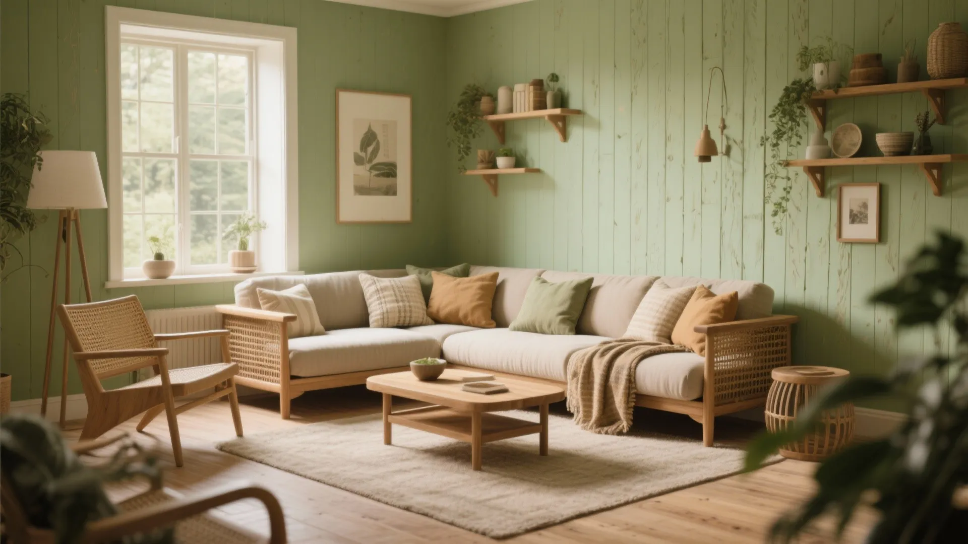 4) Lime + Natural Wood Warmth