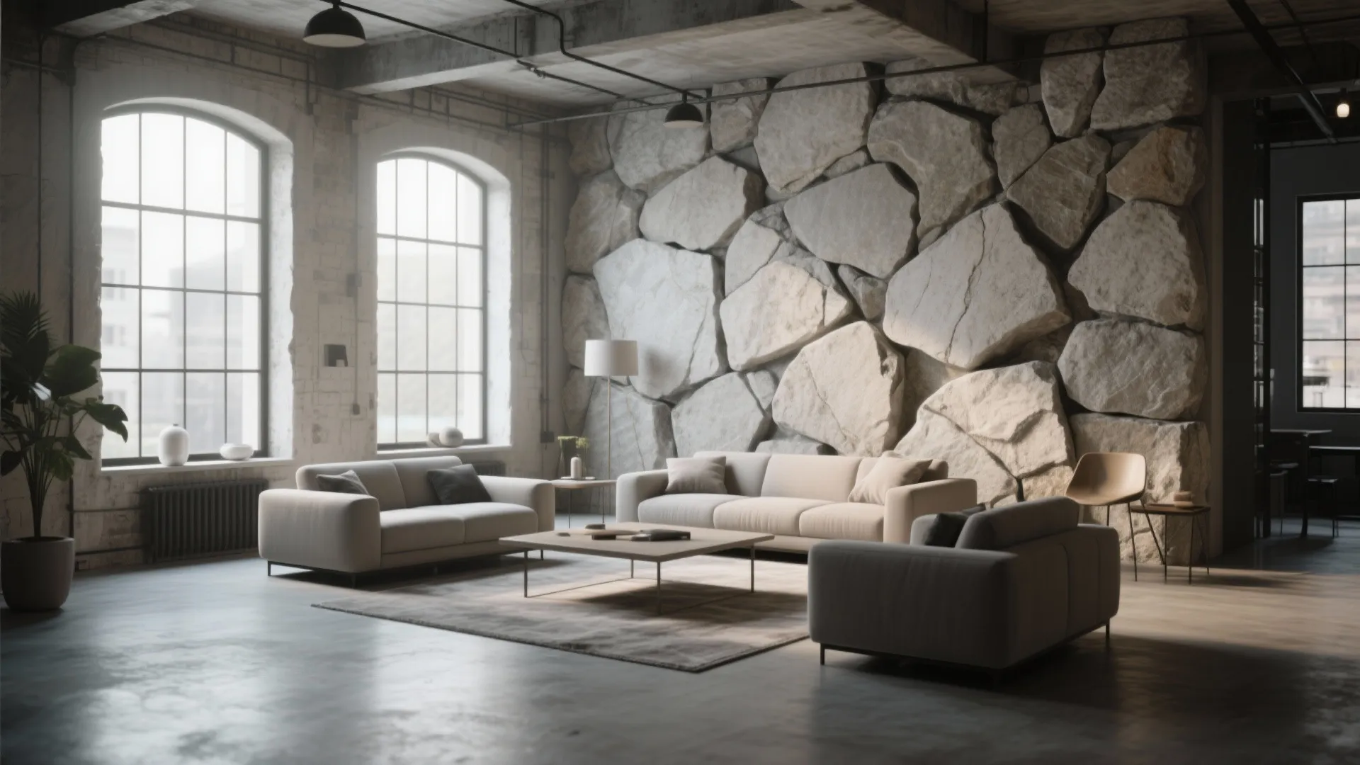 2. Textured Stone Accent Walls