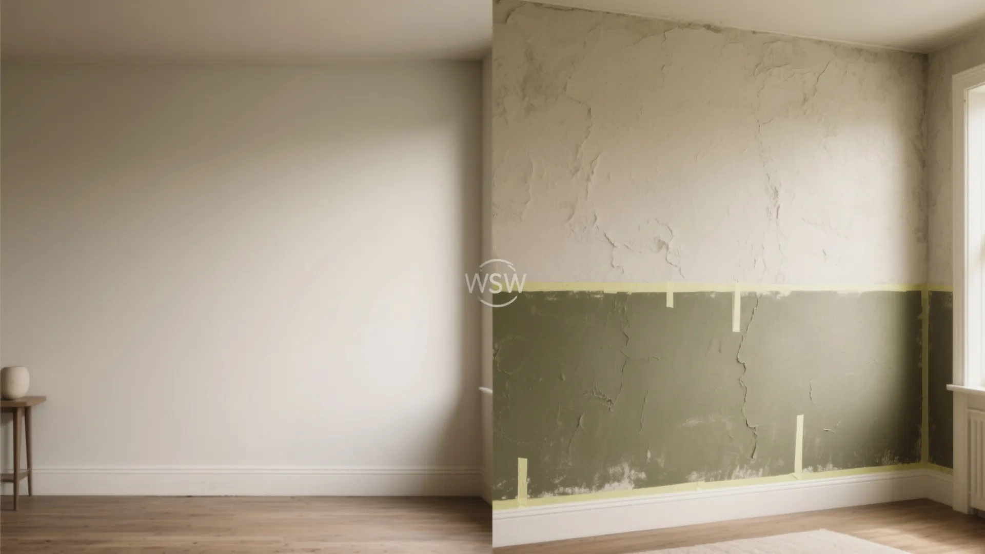 Textured Limewash and Color-Block Accent Wall