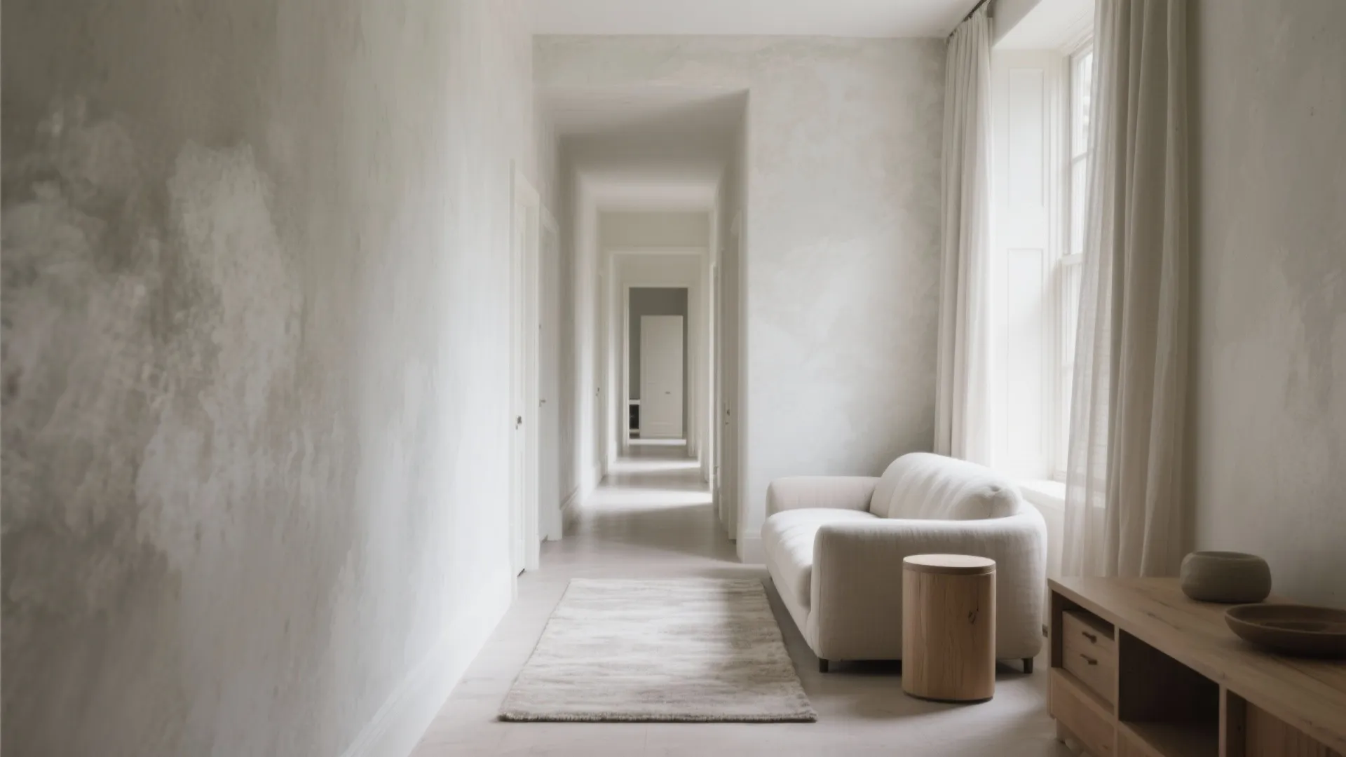 Gentle Limewash Texture for Light-filled Main Hall