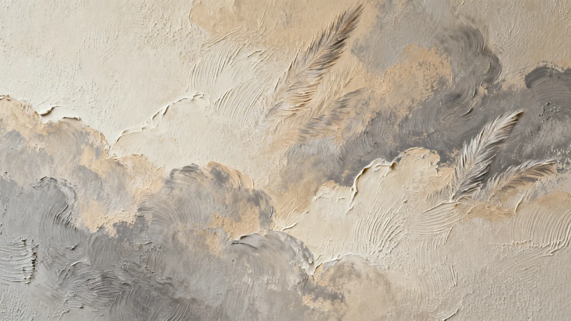 Macro of limewashed wall with cloud-like texture and warm gray-beige tonal variation.