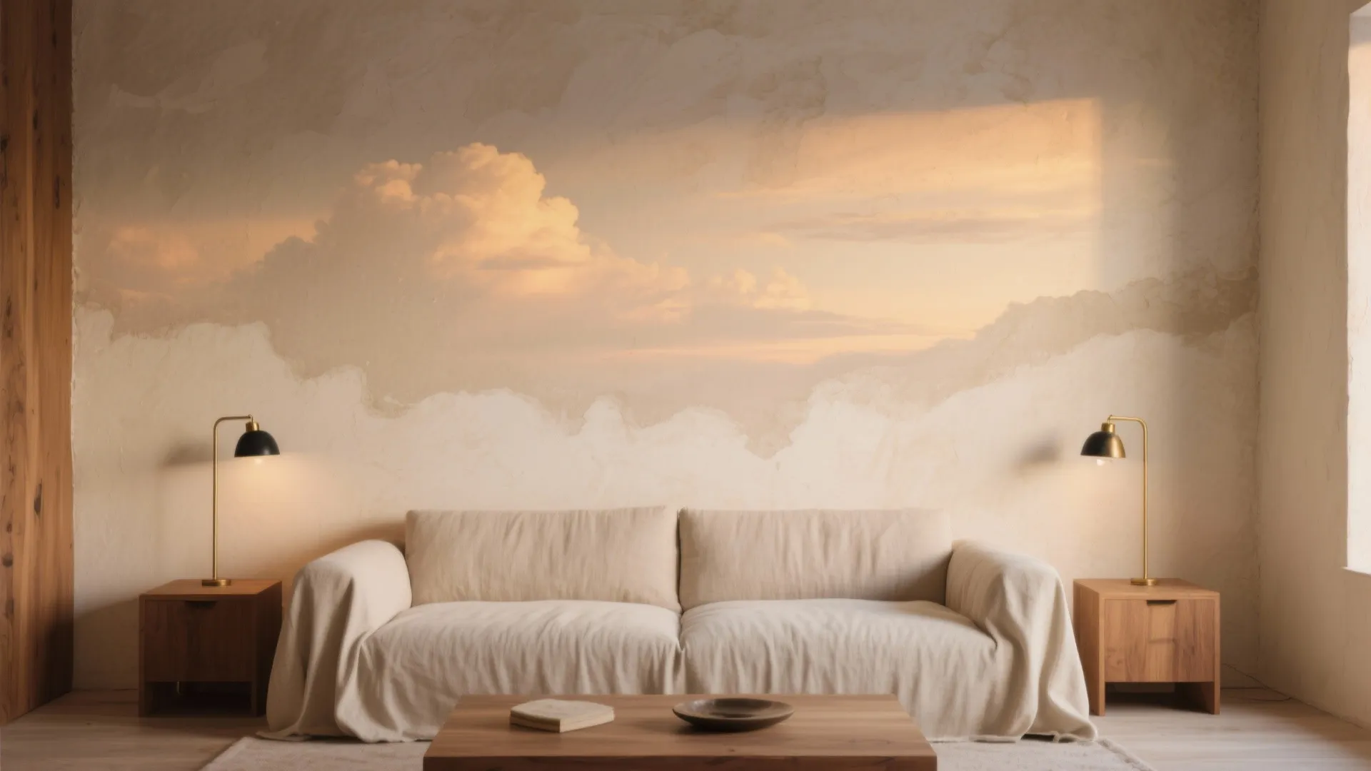 Limewash or Plaster-Look Accent Wall + Sconces