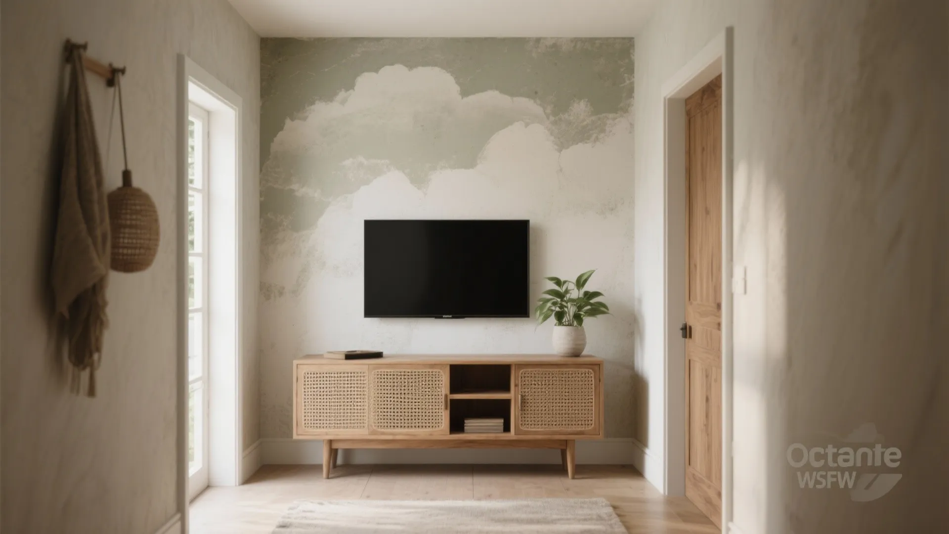 Warm Limewash Clouding for a Cozy Hall