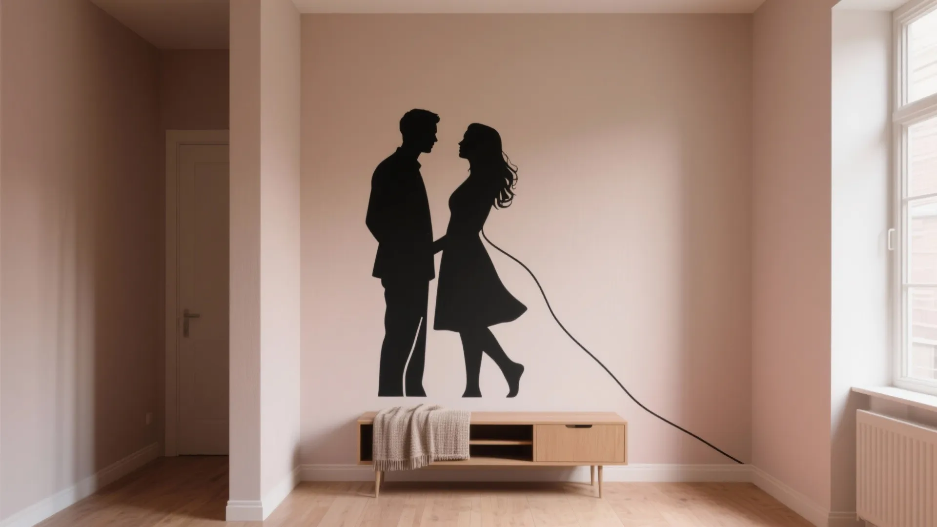 Minimal Line Art Couples Mural