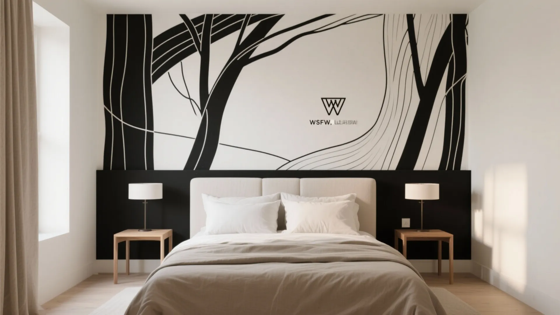 Minimalist Line-Art Mural for Calm Focus