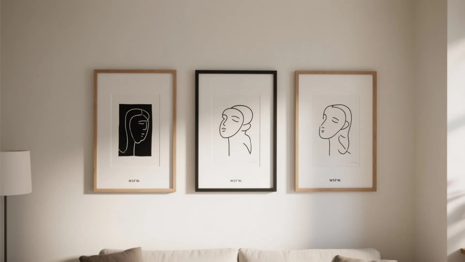 1) Line Art Prints with Oversize Mats