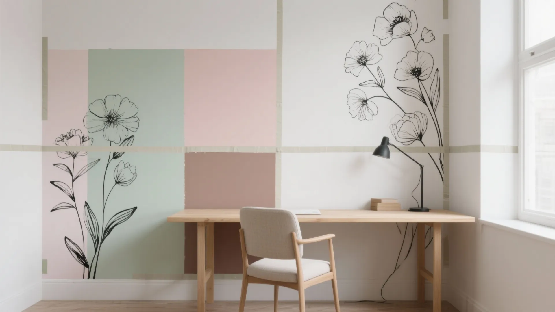 Hand-Painted Line Art and Color Blocking