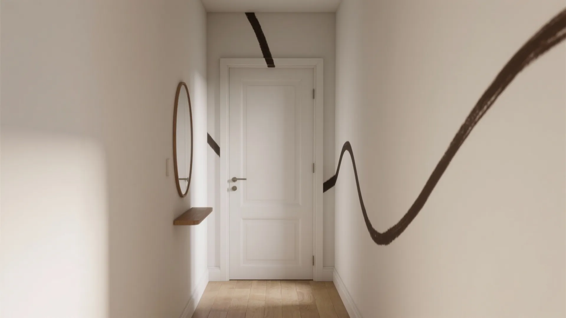 Minimal Line Art Mural (Calm Motion in Tight Spaces)