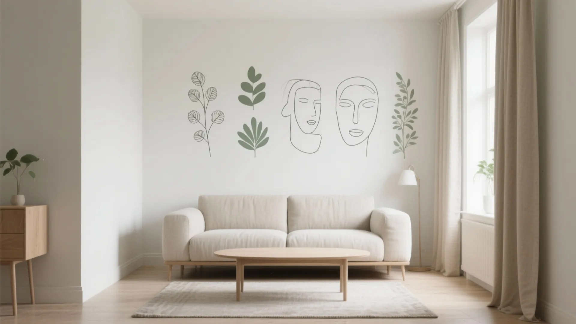 Minimalist Line Art Decals for Breathing Space