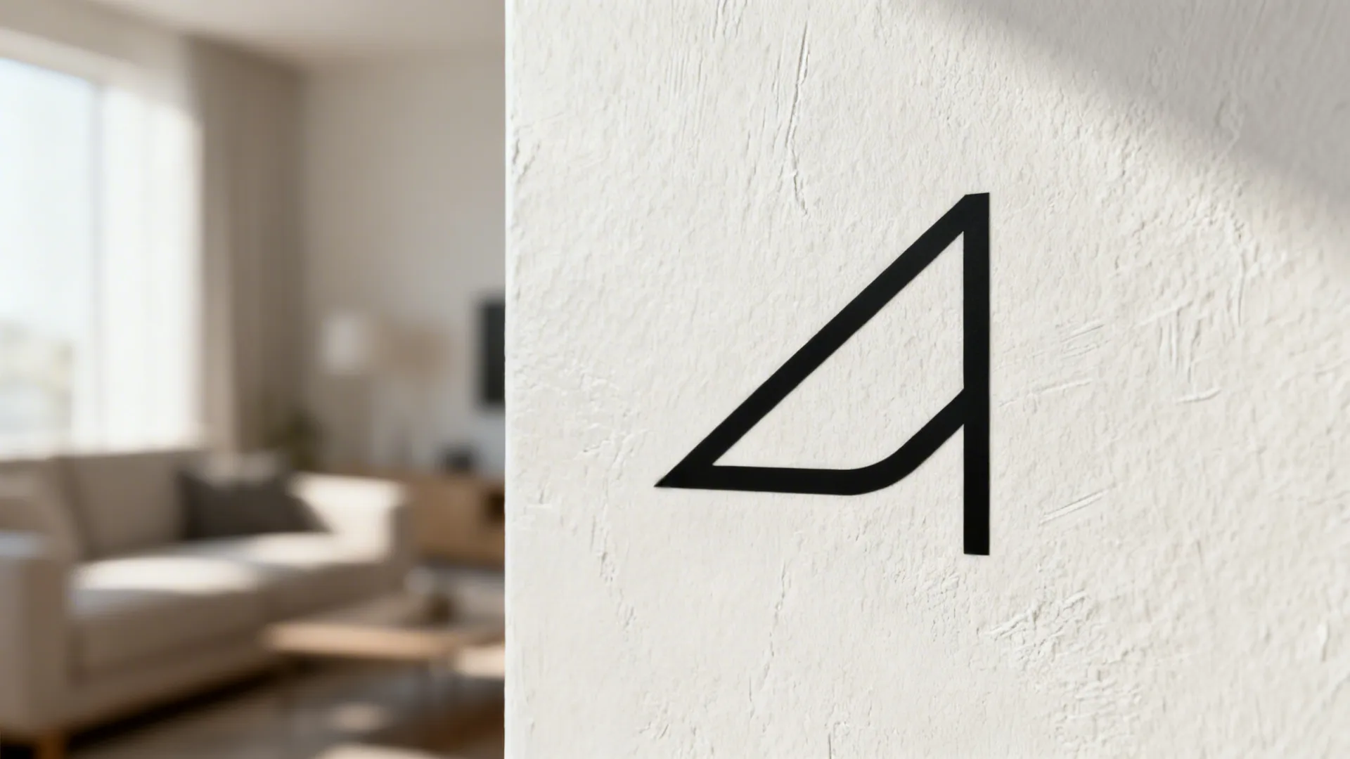 Macro of a matte black line decal on an off-white wall showing clean edges and subtle texture.