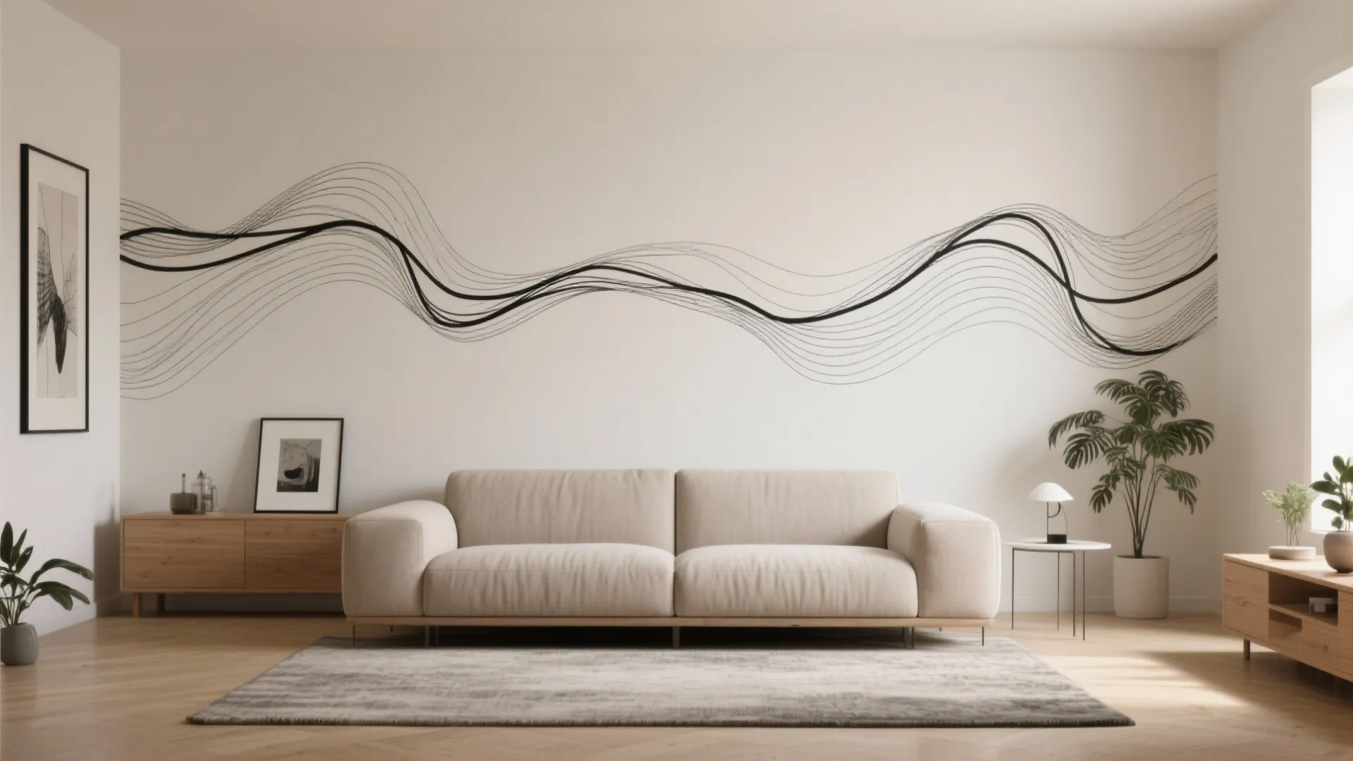 Monochrome Line-Art Mural