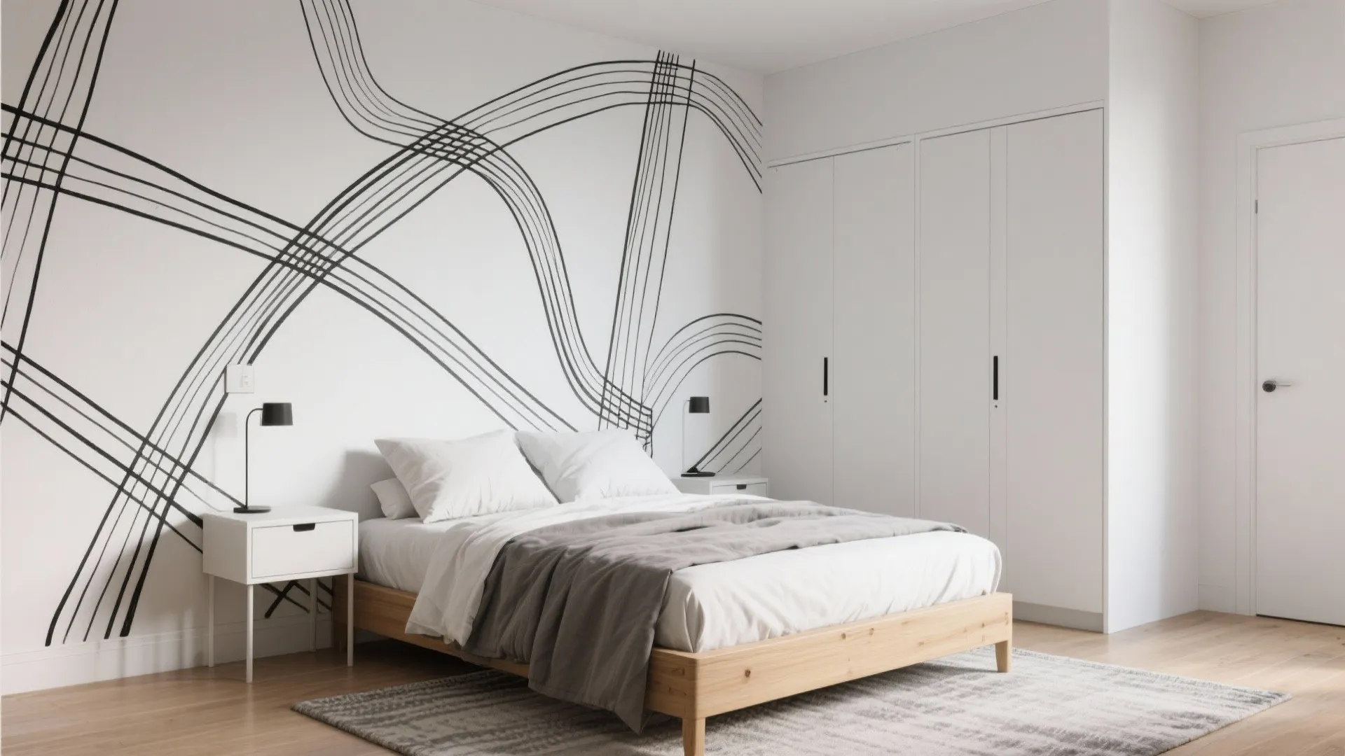 Minimalist Line Art Feature Wall
