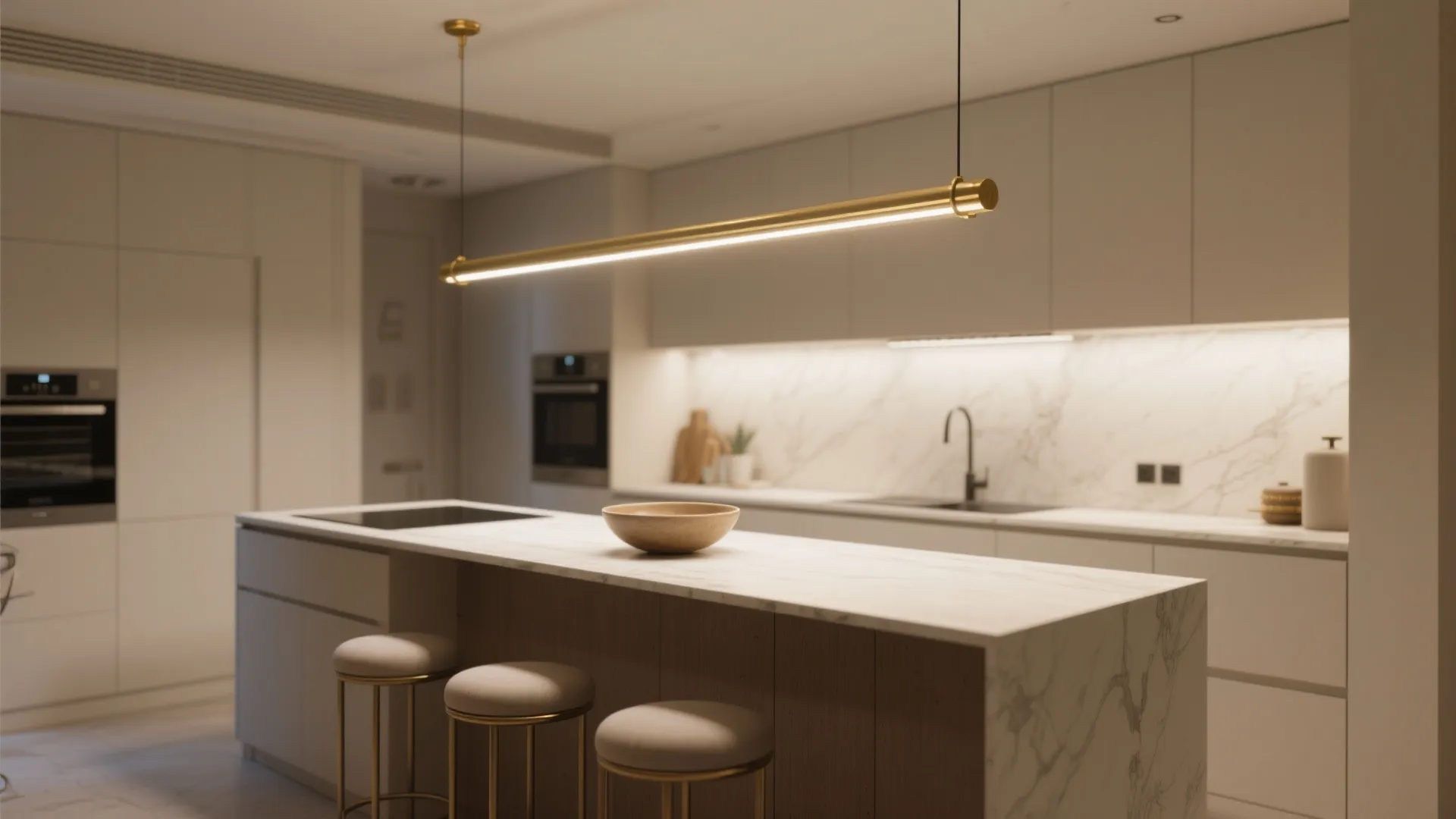 Slim Linear Bar With Antique Gold Trim