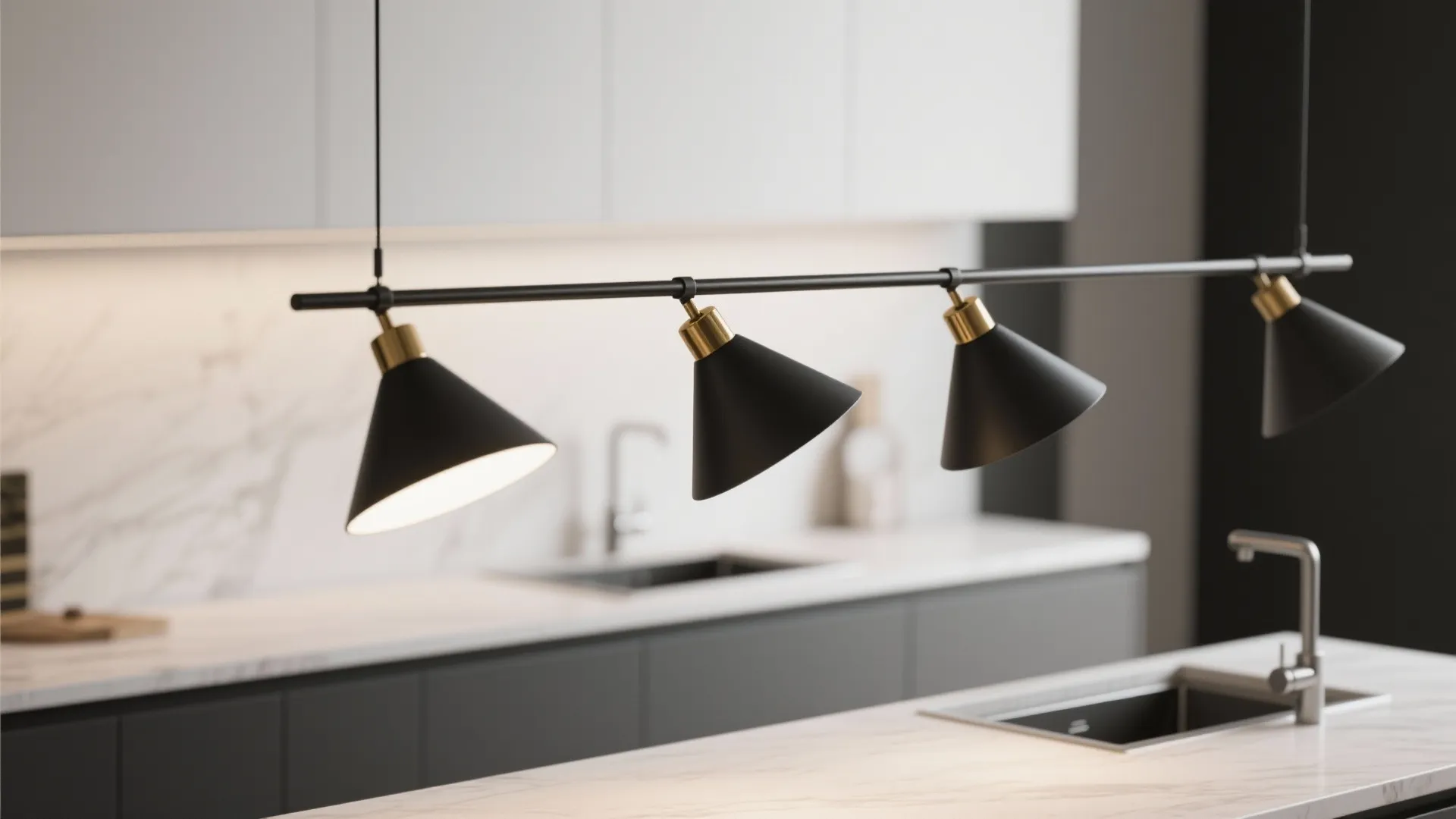 1. Linear bar with three adjustable shades