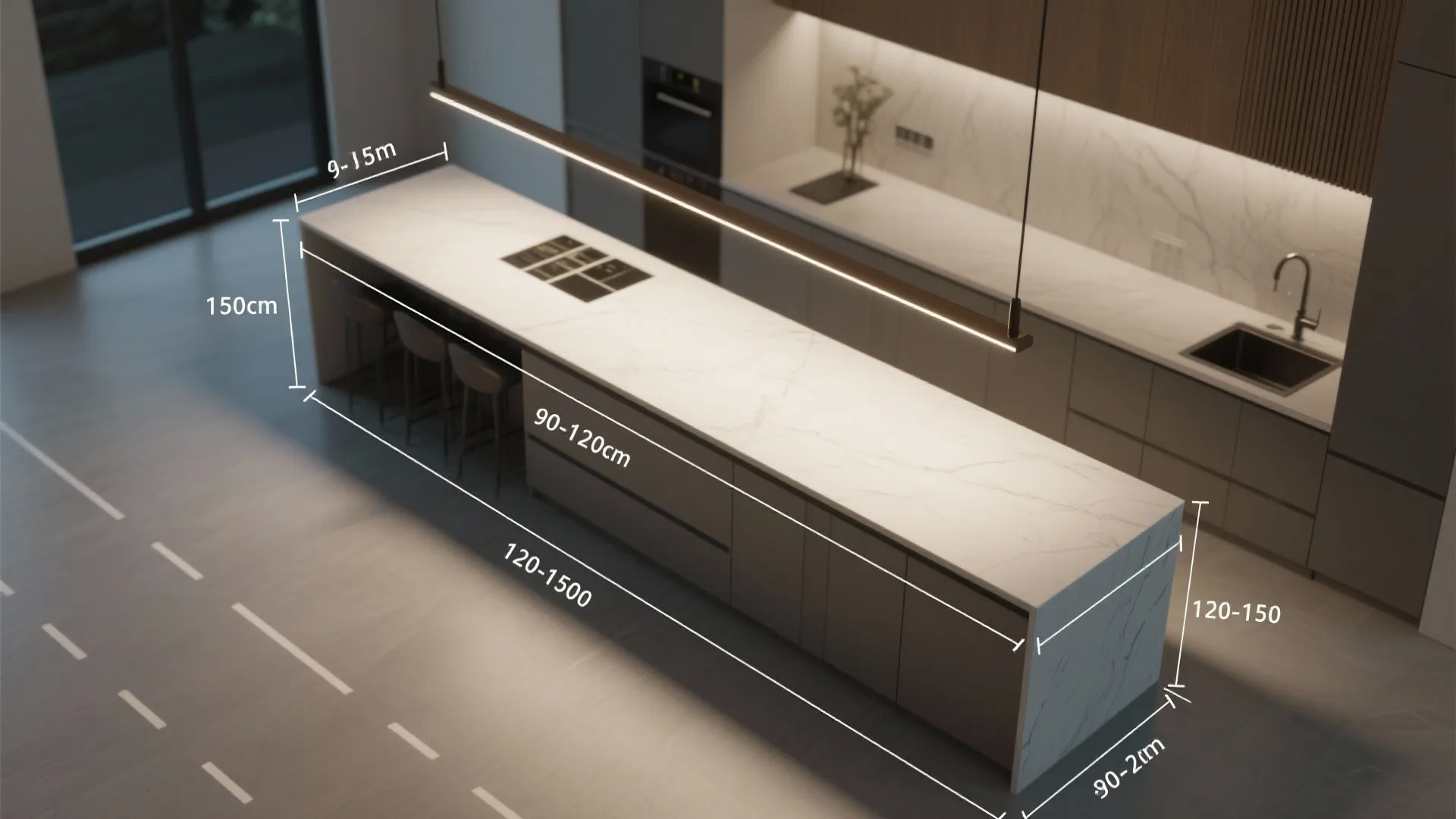 Slim Linear Bar With Antique Gold Trim