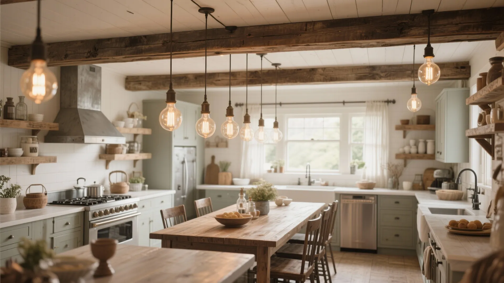 4. Linear Beam with Edison Bulbs