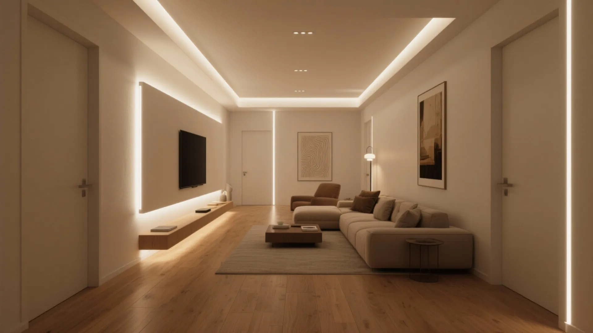 5) Integrated Beams + Linear Lights: Stretch the Space