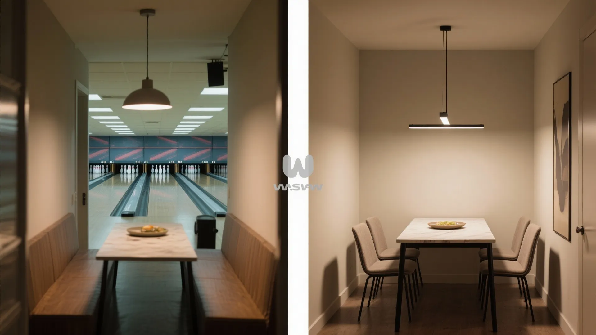 Linear pendants that stretch a narrow table