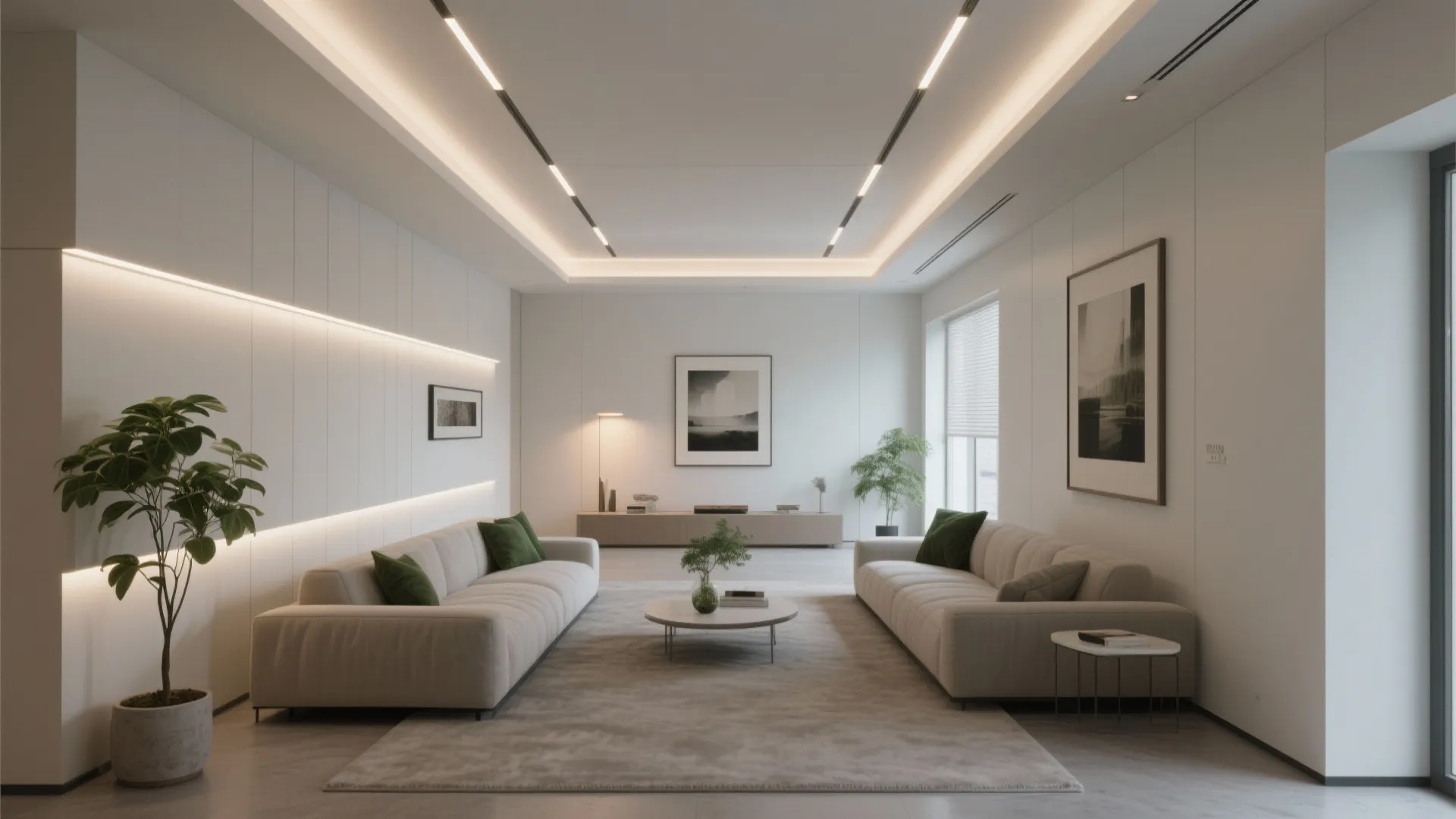 Sleek Linear Coffers with LED Lines