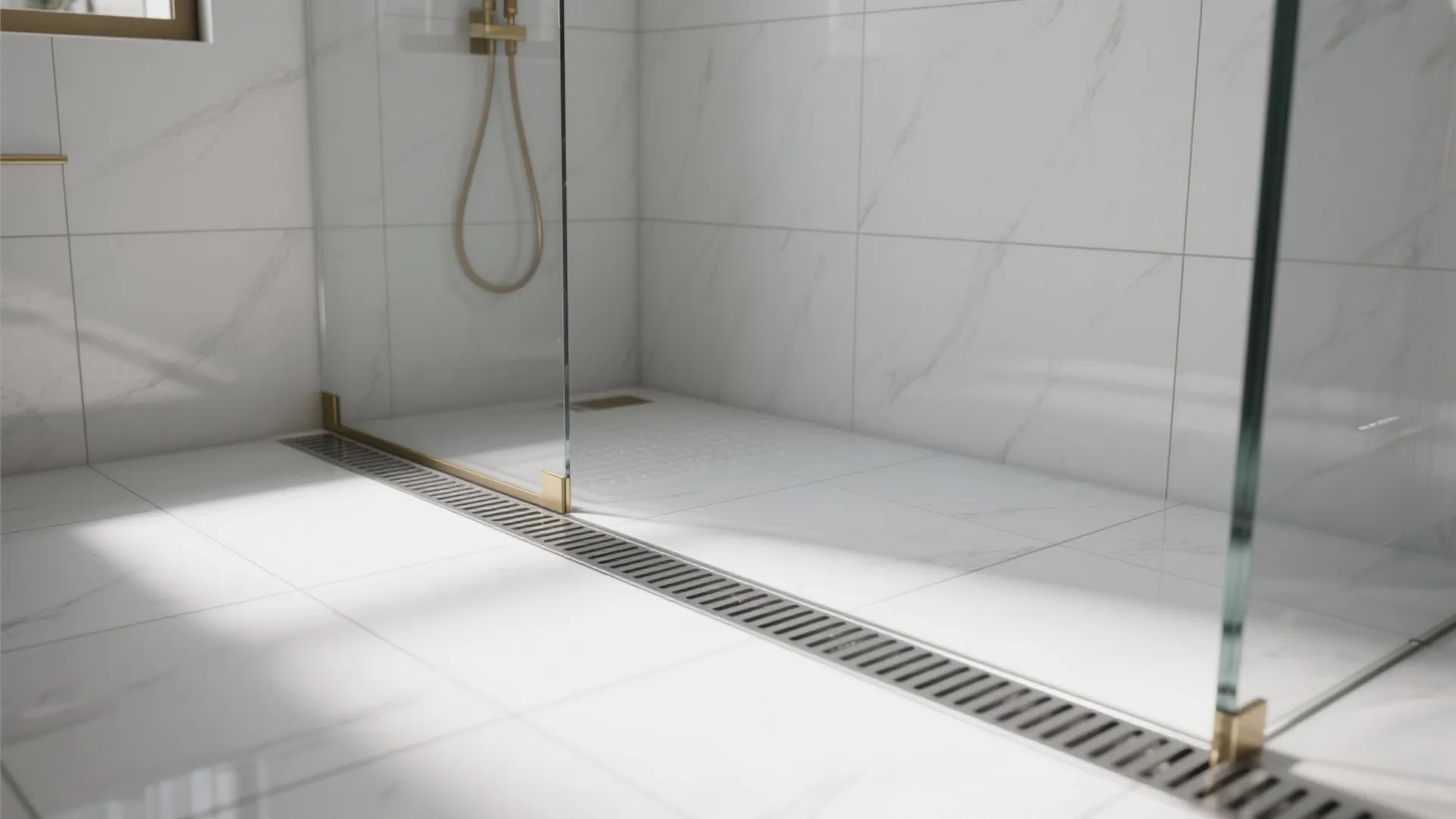 Linear shower drain grates for a seamless floor