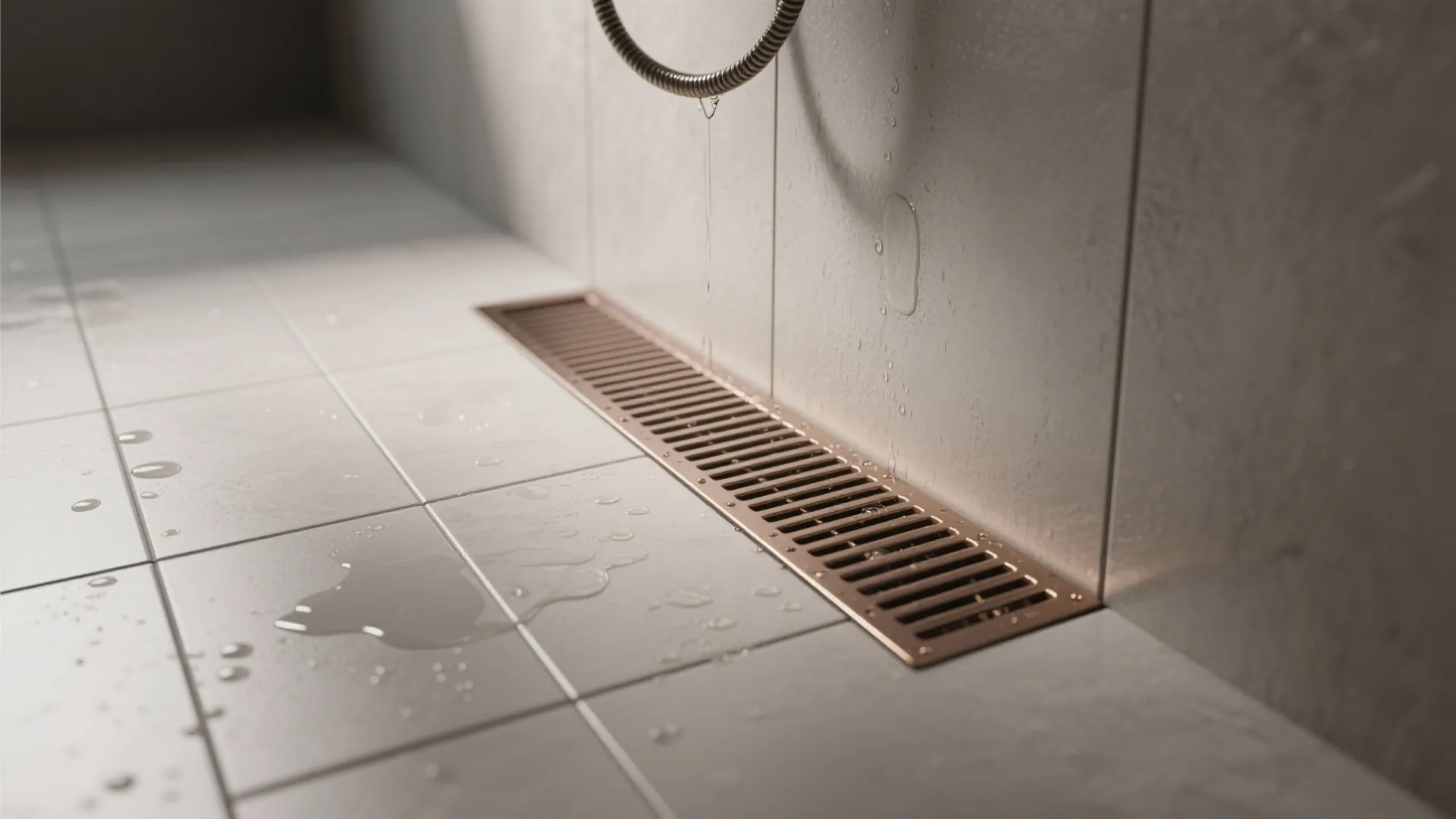 Wet room layout with smart drainage