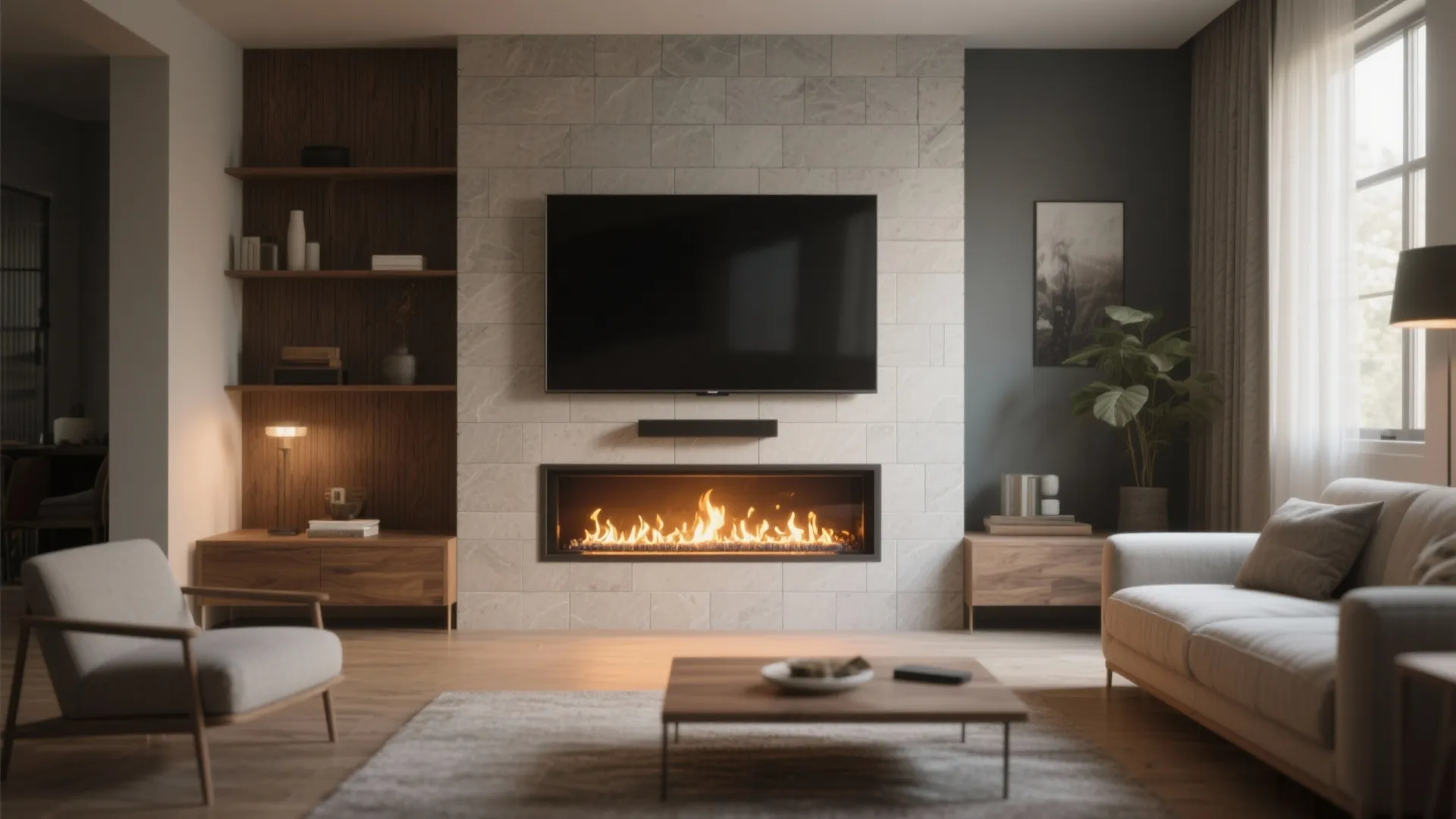 1. Go Slim with a Linear or Ribbon Fireplace