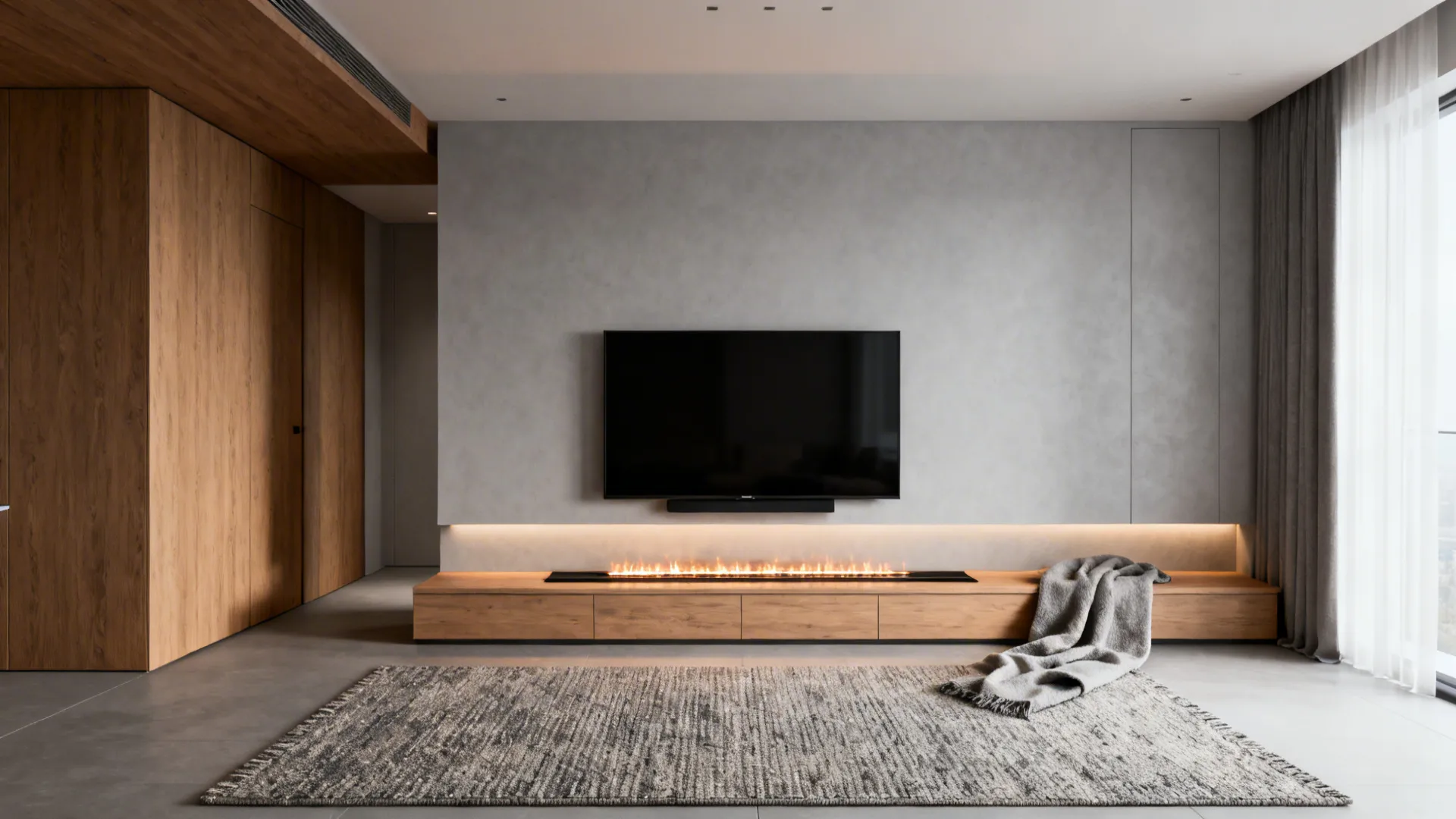 2. Minimalist Linear Fireplace