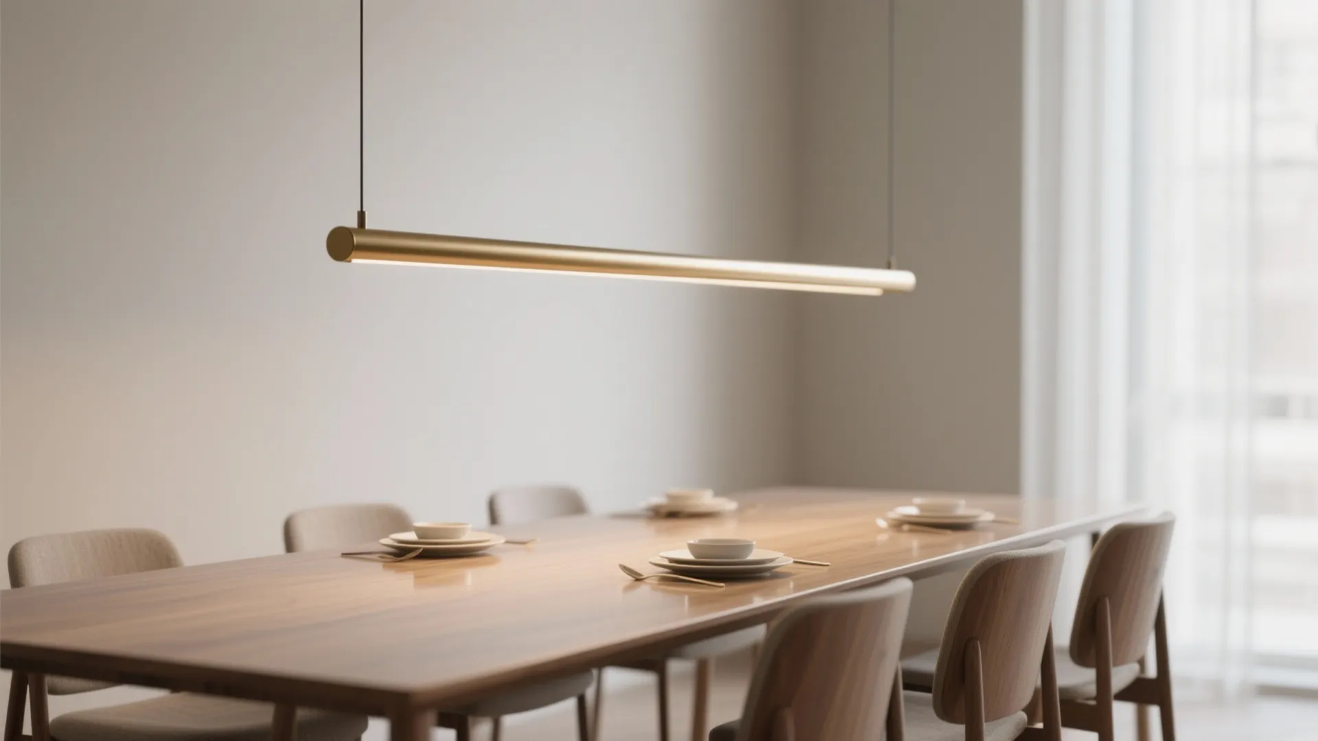 2. Slim linear fixtures for narrow tables