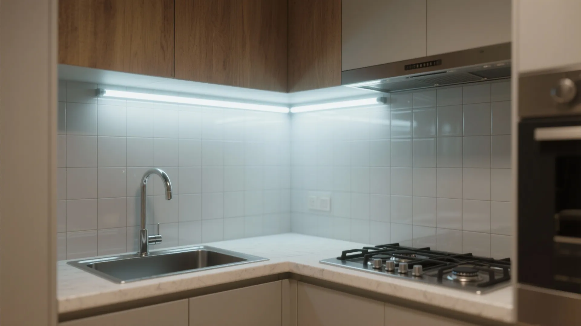 2. Slim linear fixtures above the work triangle