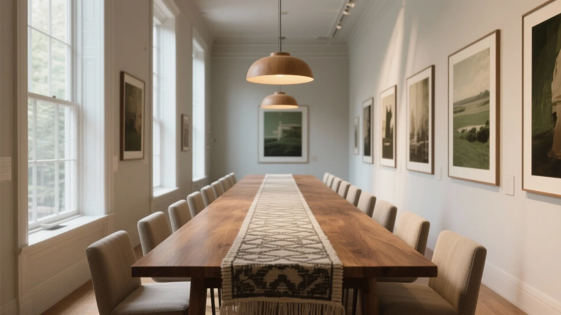1. Linear Gallery Dining — emphasize the length