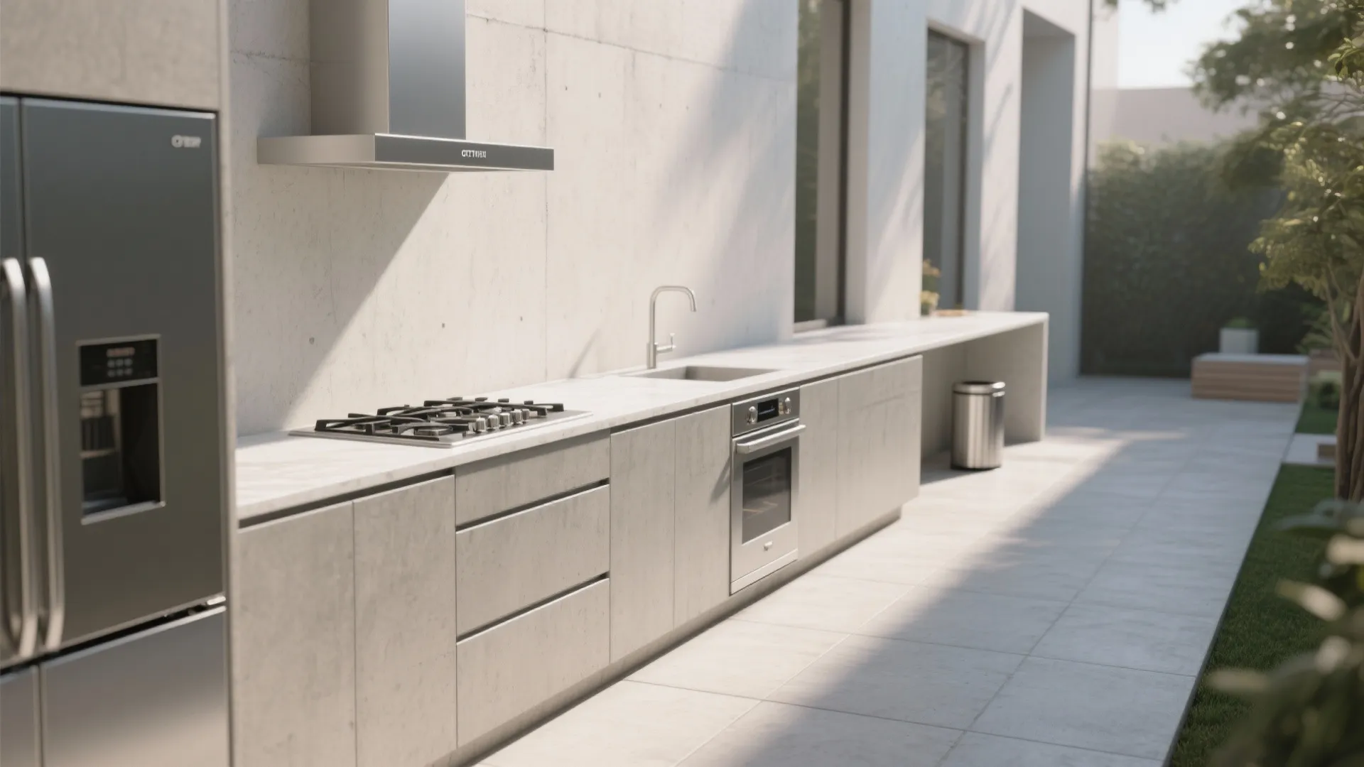 5. Minimalist Linear Kitchen for Narrow Patios
