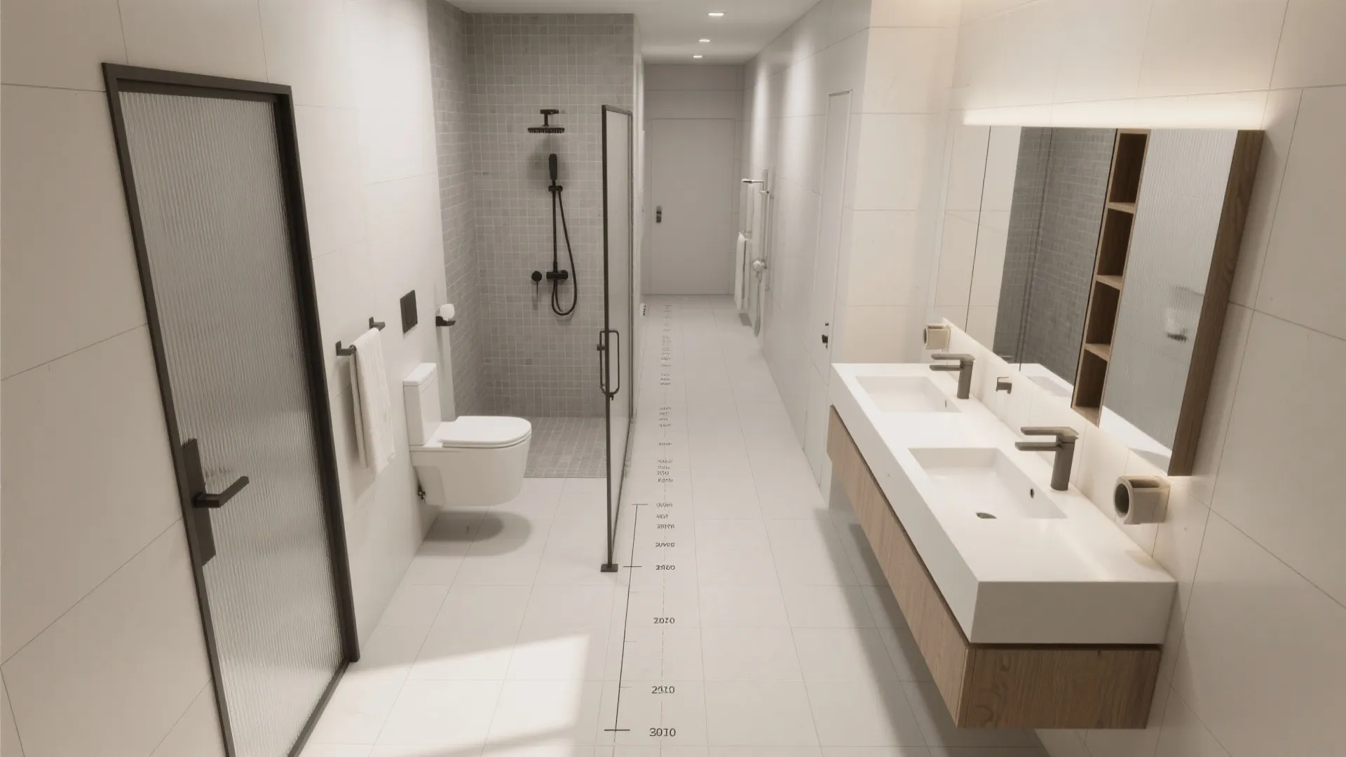 3. Linear layout with pocket or barn door