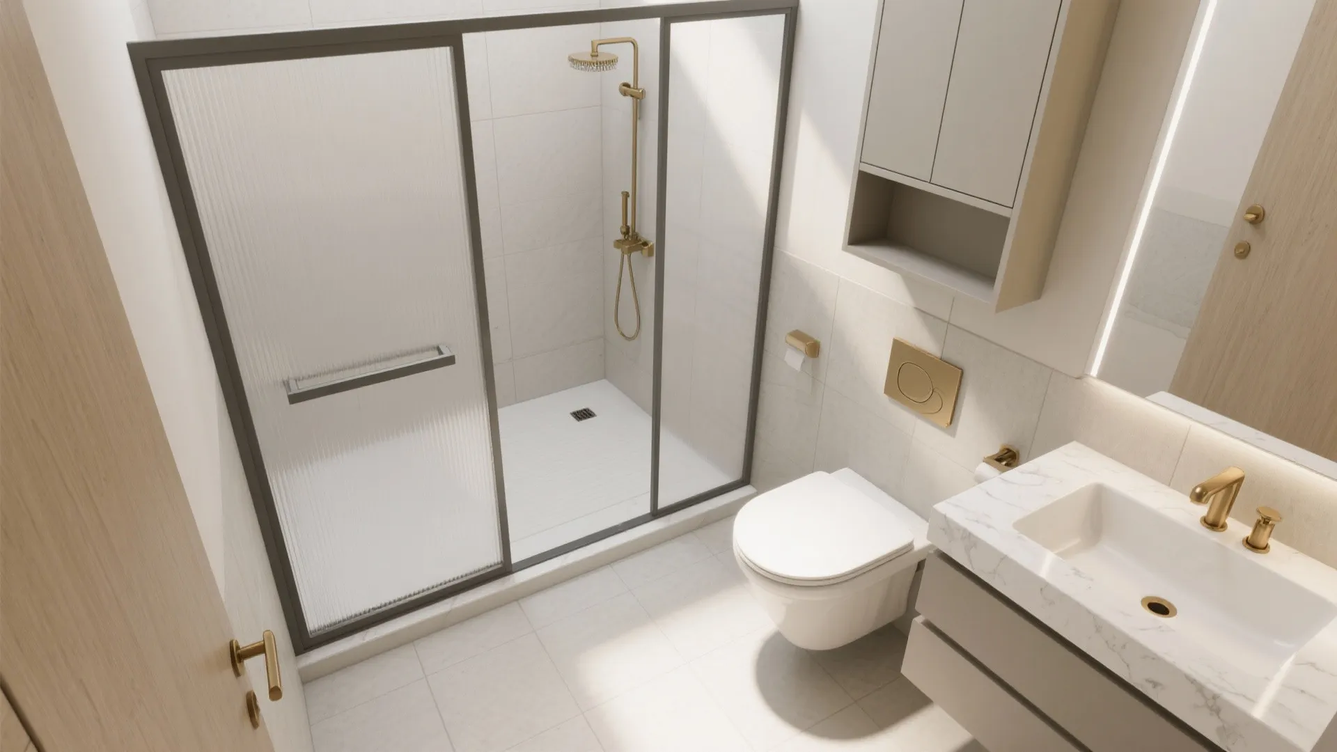Smart Linear Layout in Tight Bathrooms