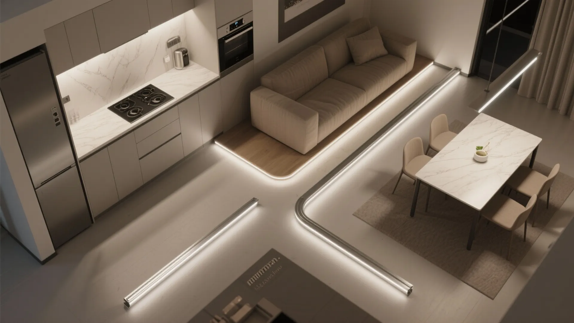 Linear LED Channels as Graphic Ceiling Lines