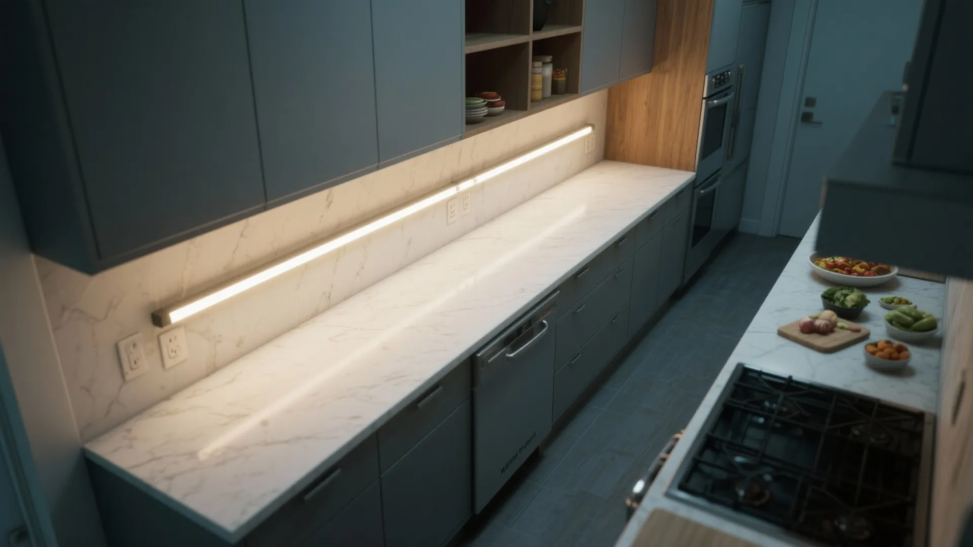 Linear LED bars for galley kitchens