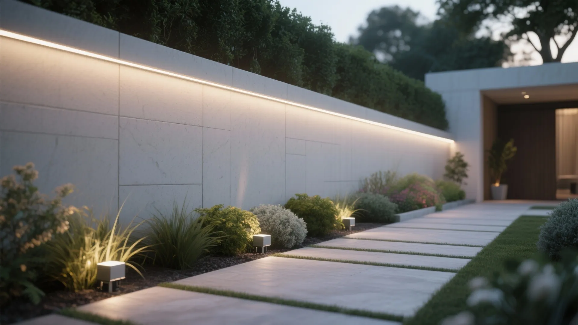 2. Linear LED Strips Along Capped Walls
