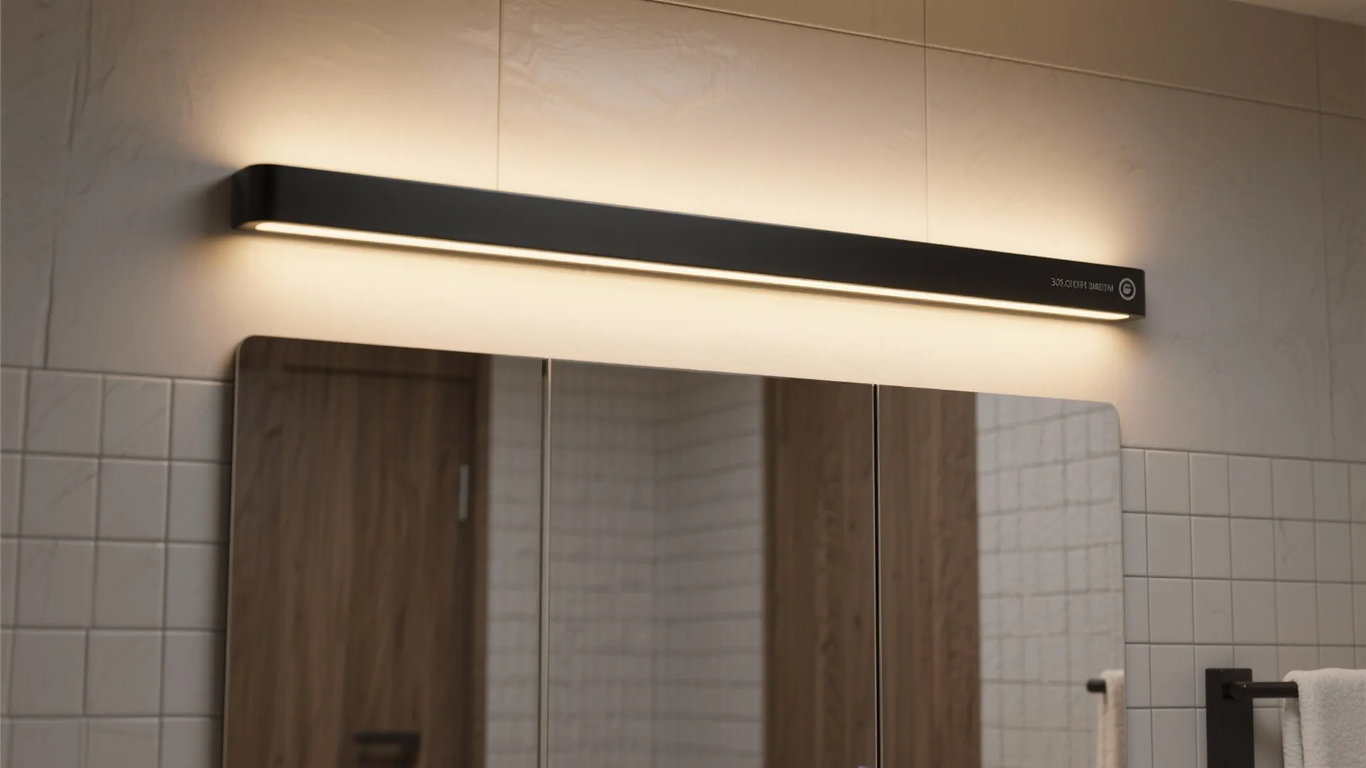 2. Matte black linear LED above the mirror